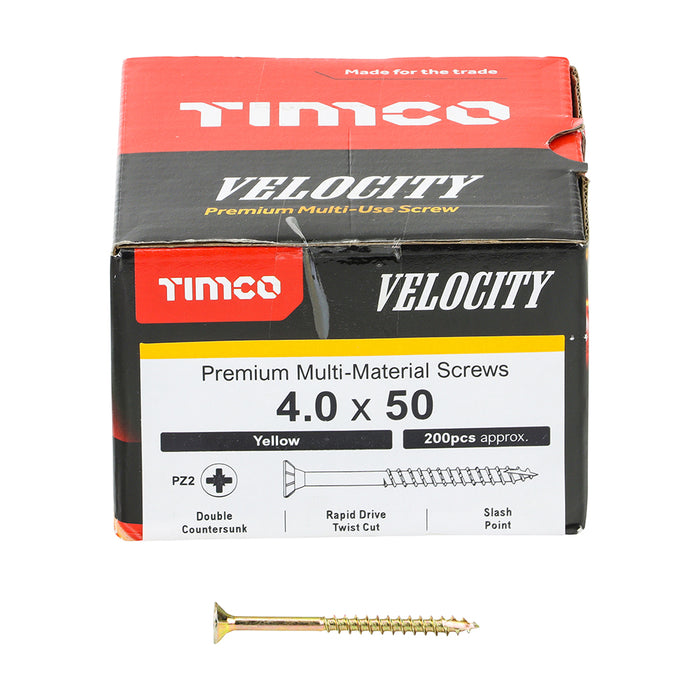 Velocity Premium Multi-Use Screws - PZ - Double Countersunk - Yellow