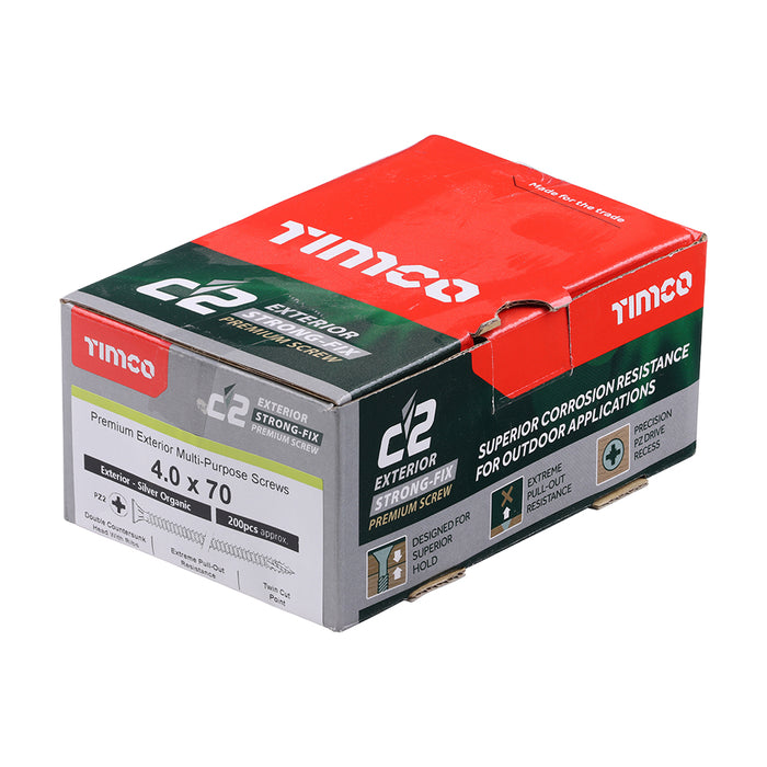 C2 Exterior Strong-Fix - PZ - Double Countersunk with Ribs - Twin-Cut - Silver