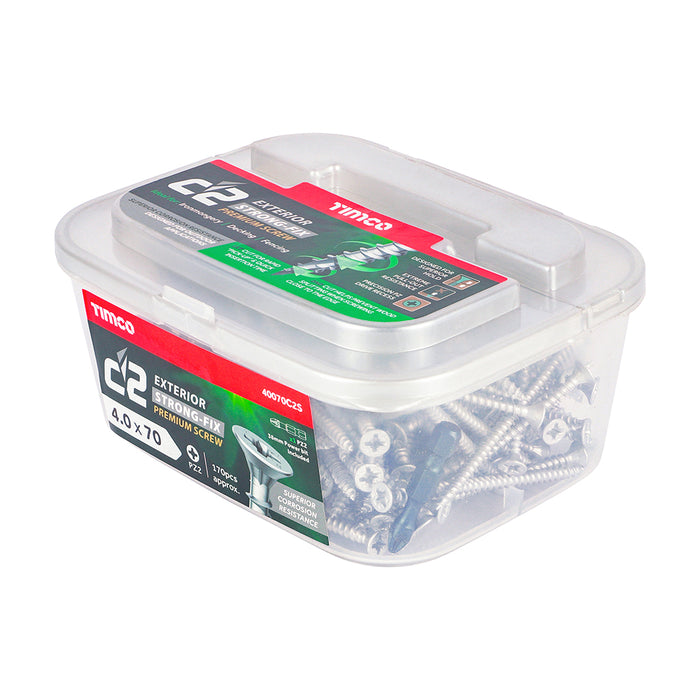C2 Exterior Strong-Fix - PZ - Double Countersunk with Ribs - Twin-Cut - Silver