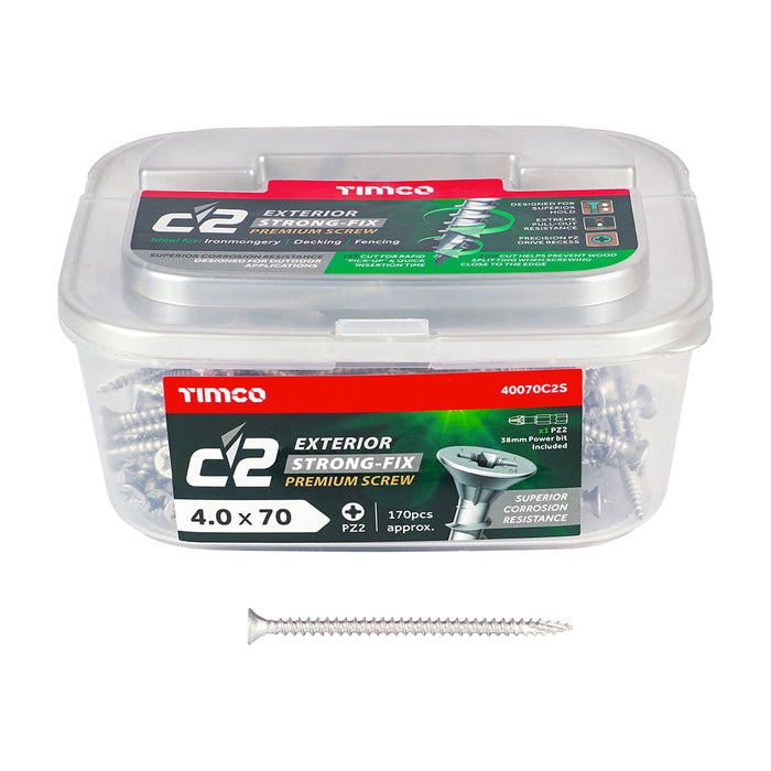 C2 Exterior Strong-Fix - PZ - Double Countersunk with Ribs - Twin-Cut - Silver