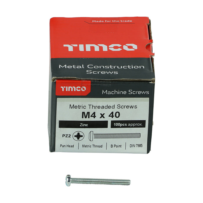 Metric Threaded Machine Screws - PZ - Pan Head - Zinc