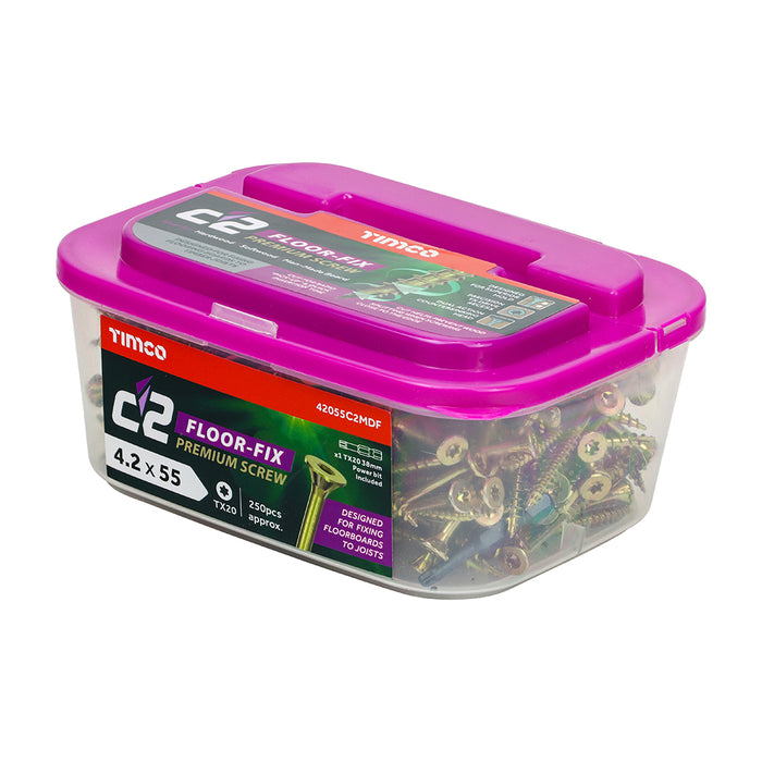 C2 Floor-Fix - TX - Double Countersunk with Ribs - Twin-Cut - Yellow