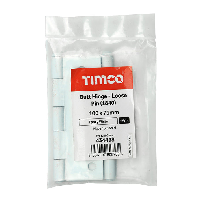 Plain Butt Hinge - Loose Pin (1840) - White