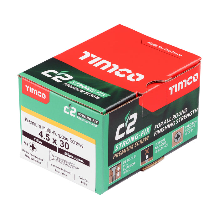 C2 Strong-Fix - PZ - Double Countersunk - Twin-Cut - Yellow