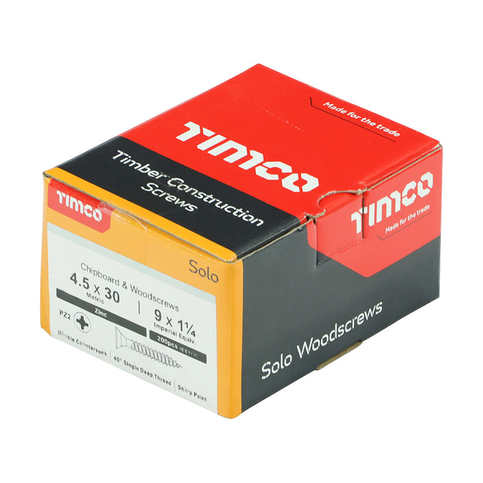Solo Chipboard & Woodscrews - PZ - Double Countersunk - Zinc