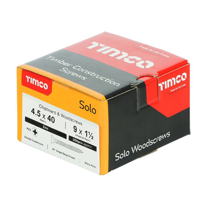 Solo Chipboard & Woodscrews - PZ - Double Countersunk - Zinc