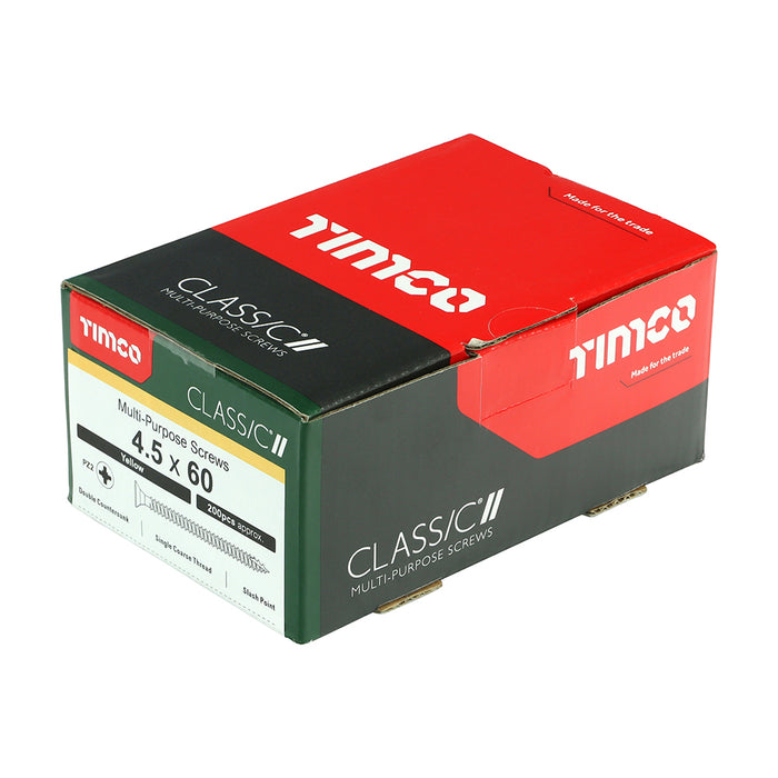 Classic Multi-Purpose Screws - PZ - Double Countersunk - Yellow