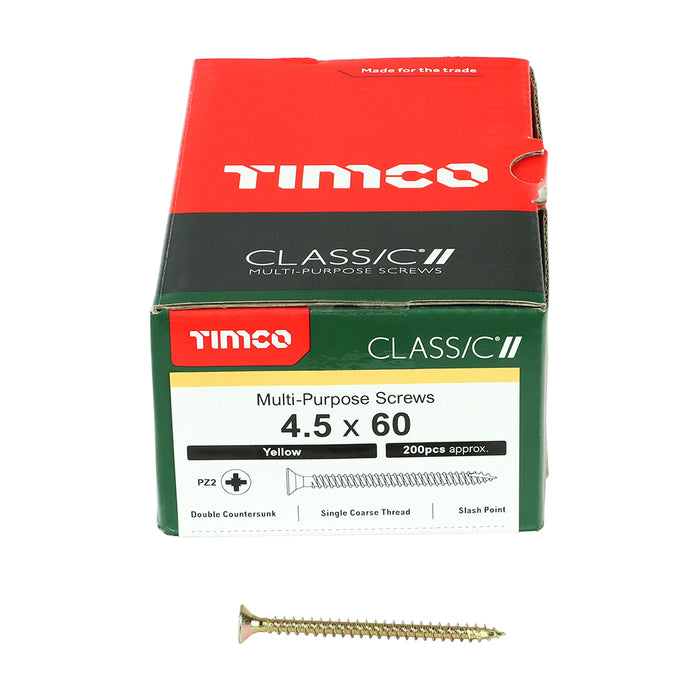 Classic Multi-Purpose Screws - PZ - Double Countersunk - Yellow