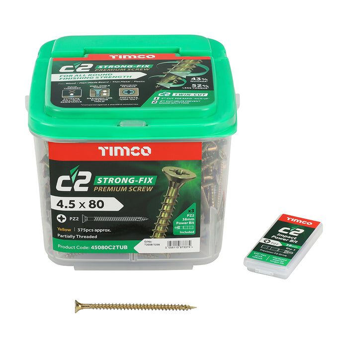 C2 Strong-Fix - PZ - Double Countersunk - Twin-Cut - Yellow