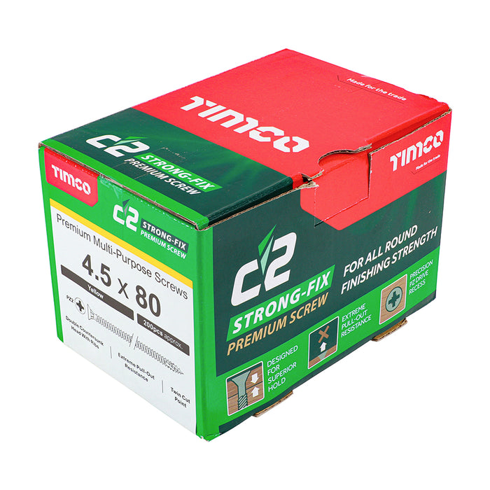 C2 Strong-Fix - PZ - Double Countersunk - Twin-Cut - Yellow