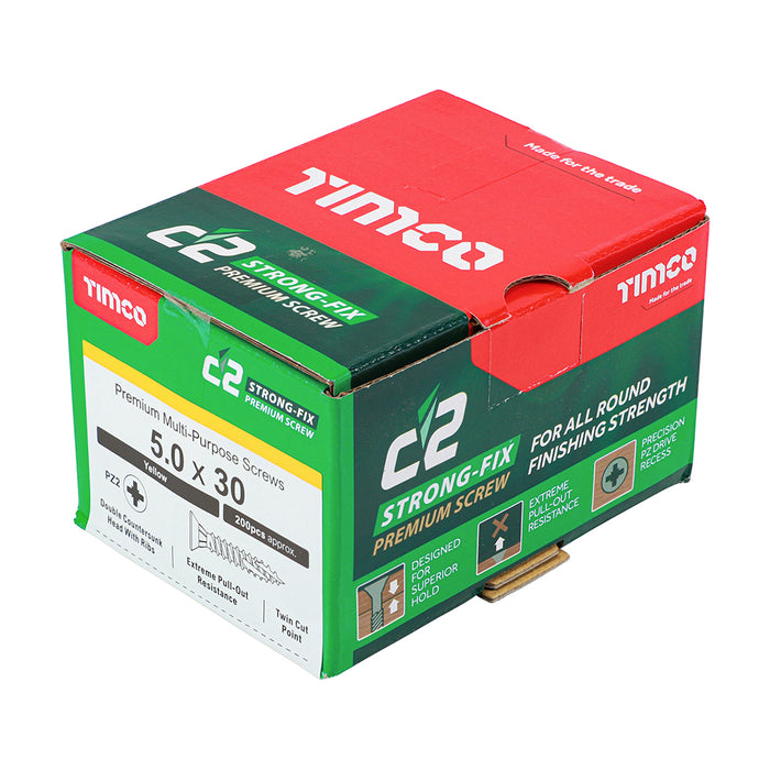 C2 Strong-Fix - PZ - Double Countersunk - Twin-Cut - Yellow