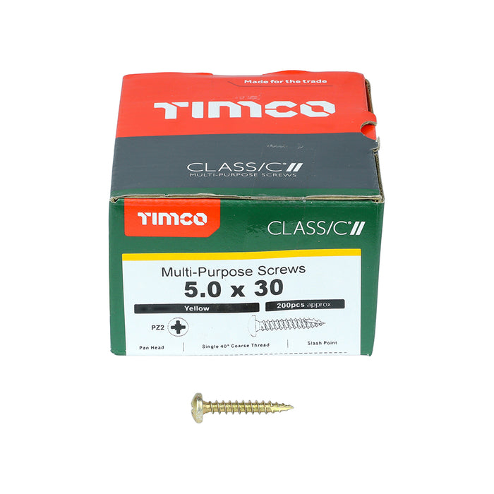 Classic Multi-Purpose Screws - PZ - Pan Head - Yellow