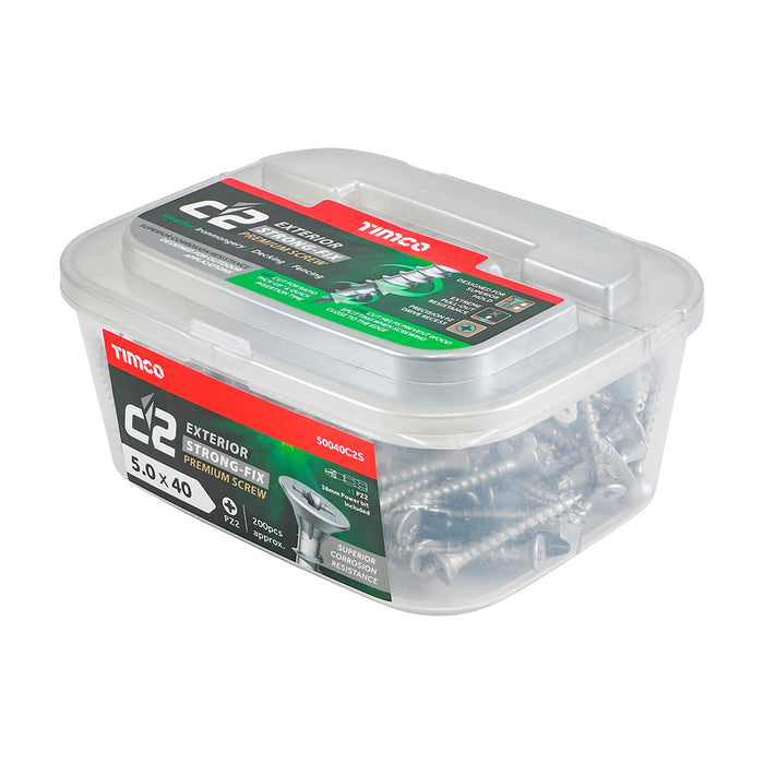 C2 Exterior Strong-Fix - PZ - Double Countersunk with Ribs - Twin-Cut - Silver