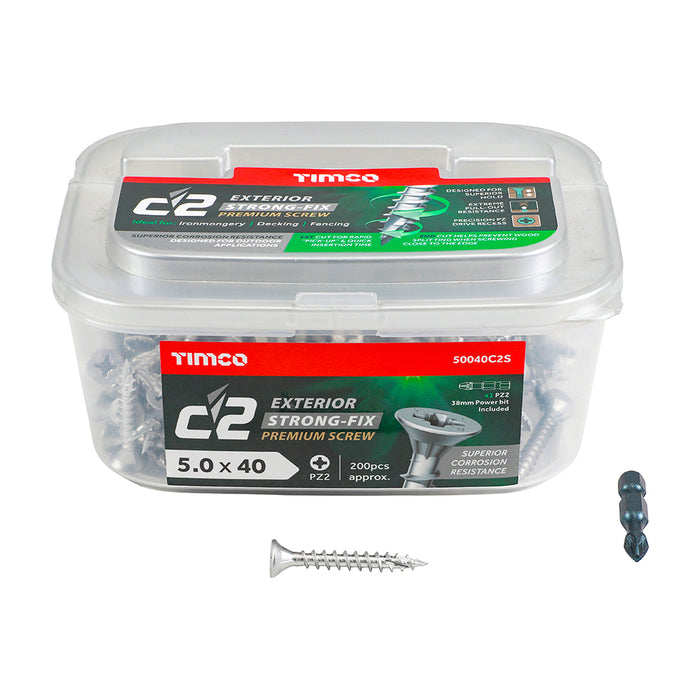 C2 Exterior Strong-Fix - PZ - Double Countersunk with Ribs - Twin-Cut - Silver