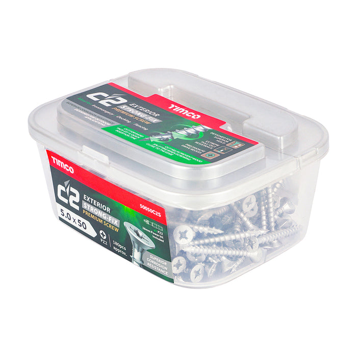 C2 Exterior Strong-Fix - PZ - Double Countersunk with Ribs - Twin-Cut - Silver