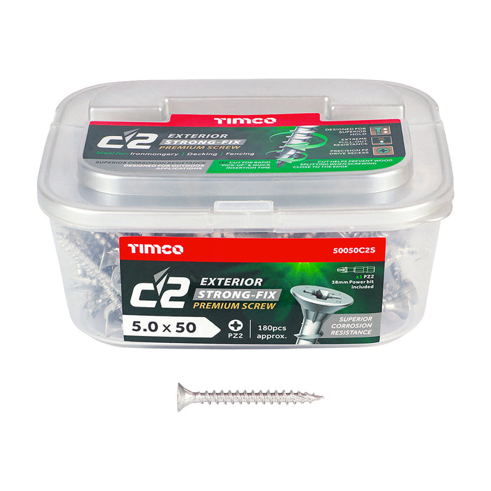C2 Exterior Strong-Fix - PZ - Double Countersunk with Ribs - Twin-Cut - Silver