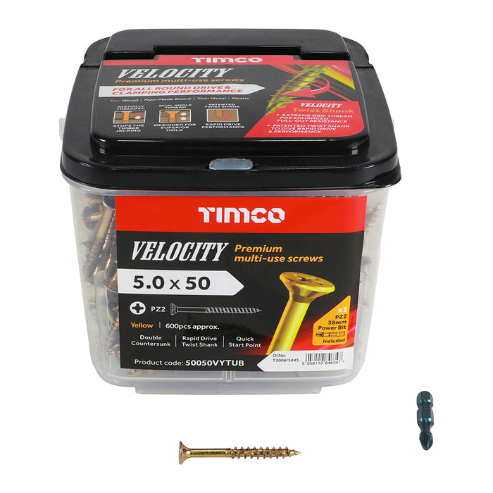 Velocity Premium Multi-Use Screws - PZ - Double Countersunk - Yellow