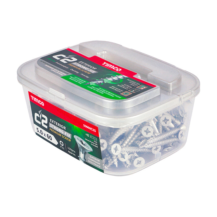 C2 Exterior Strong-Fix - PZ - Double Countersunk with Ribs - Twin-Cut - Silver