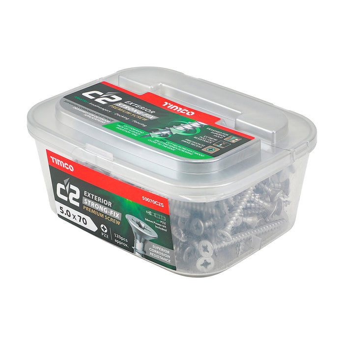 C2 Exterior Strong-Fix - PZ - Double Countersunk with Ribs - Twin-Cut - Silver