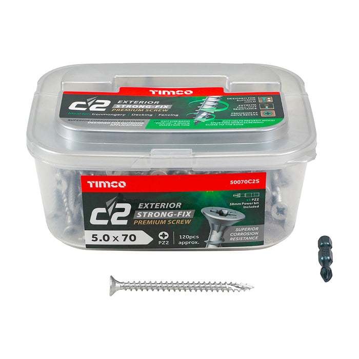 C2 Exterior Strong-Fix - PZ - Double Countersunk with Ribs - Twin-Cut - Silver