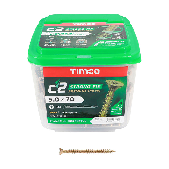C2 Strong-Fix - PZ - Double Countersunk - Twin-Cut - Yellow