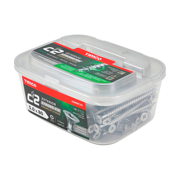 C2 Exterior Strong-Fix - PZ - Double Countersunk with Ribs - Twin-Cut - Silver