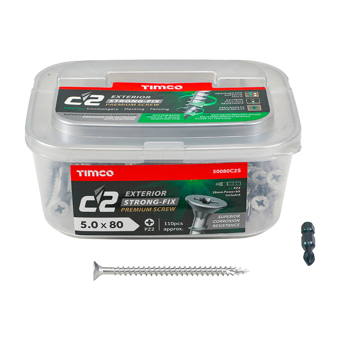 C2 Exterior Strong-Fix - PZ - Double Countersunk with Ribs - Twin-Cut - Silver