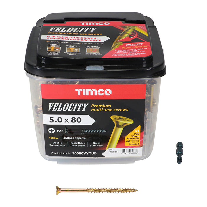 Velocity Premium Multi-Use Screws - PZ - Double Countersunk - Yellow