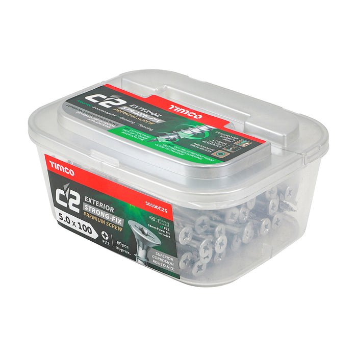 C2 Exterior Strong-Fix - PZ - Double Countersunk with Ribs - Twin-Cut - Silver