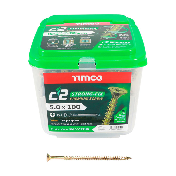 C2 Strong-Fix - PZ - Double Countersunk - Twin-Cut - Yellow