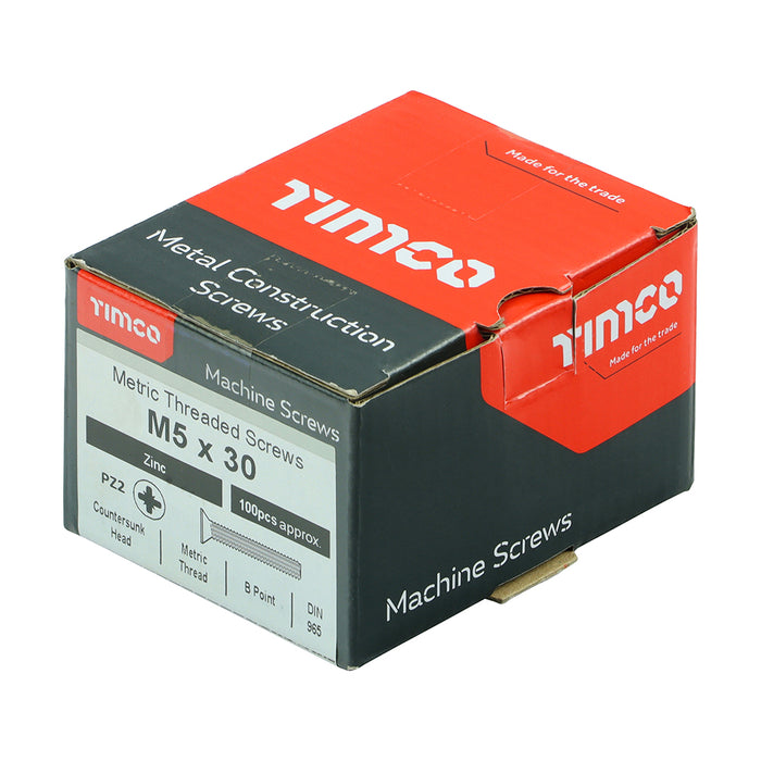 Metric Threaded Machine Screws - PZ - Countersunk - Zinc