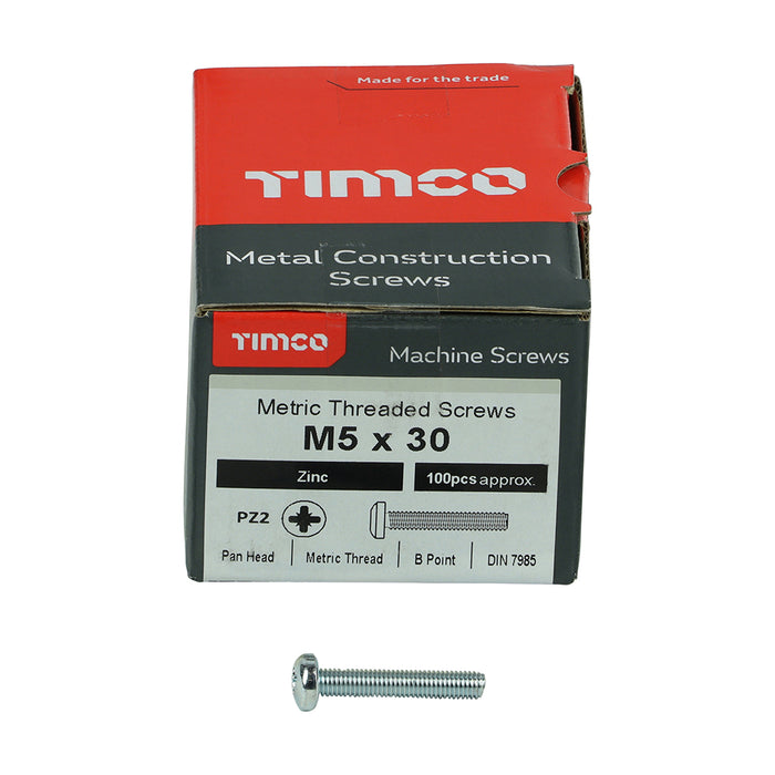 Metric Threaded Machine Screws - PZ - Pan Head - Zinc