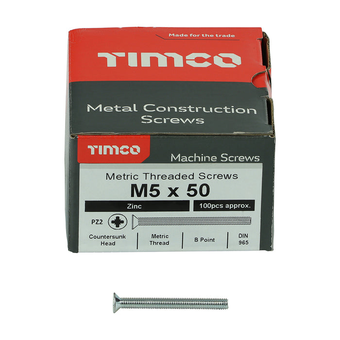 Metric Threaded Machine Screws - PZ - Countersunk - Zinc