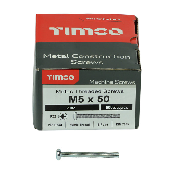 Metric Threaded Machine Screws - PZ - Pan Head - Zinc