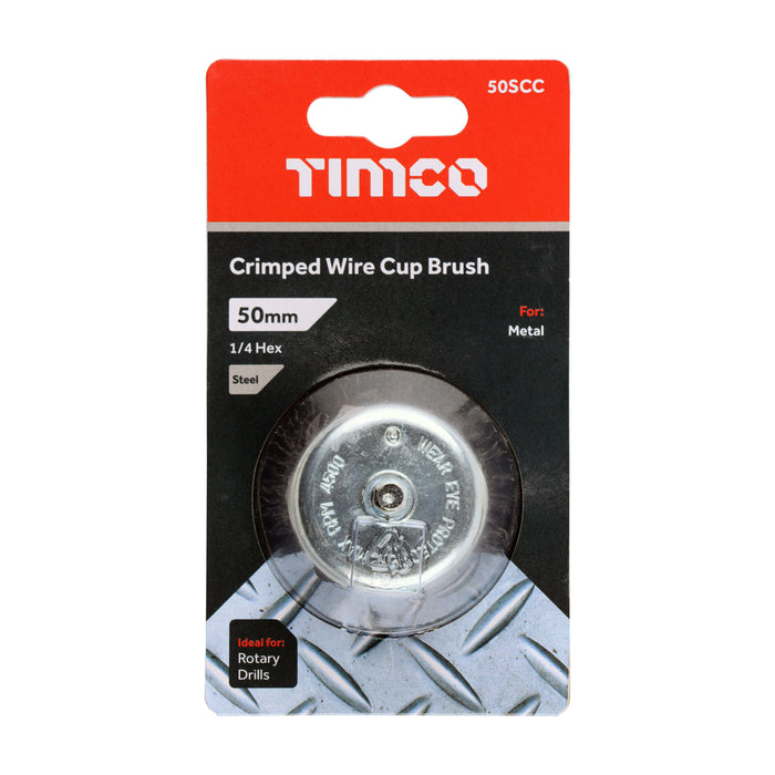 Drill Cup Brush - Crimped Steel Wire