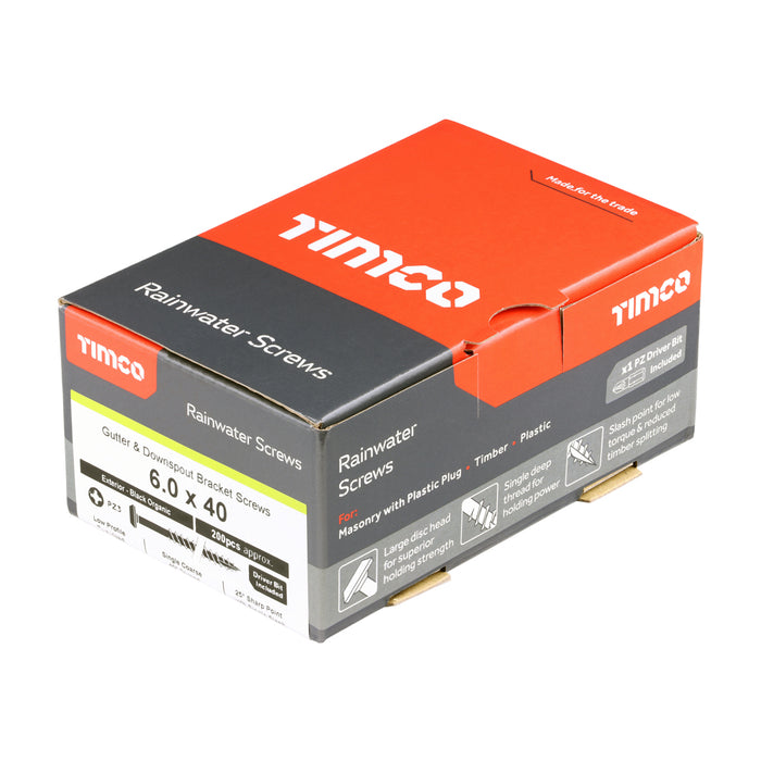 Rainwater Screws - PZ - Low Profile Pan - Exterior - Black