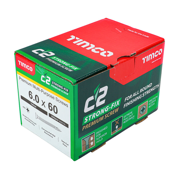 C2 Strong-Fix - PZ - Double Countersunk - Twin-Cut - Yellow