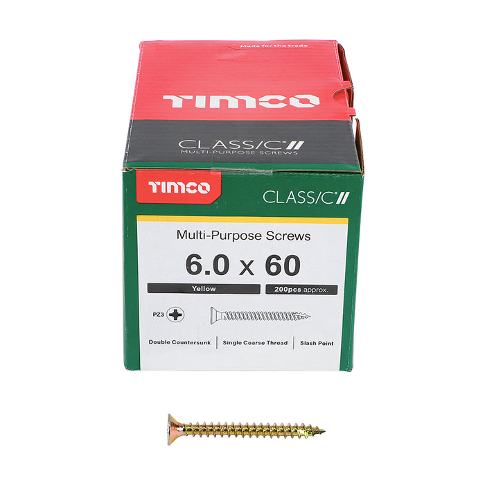 Classic Multi-Purpose Screws - PZ - Double Countersunk - Yellow
