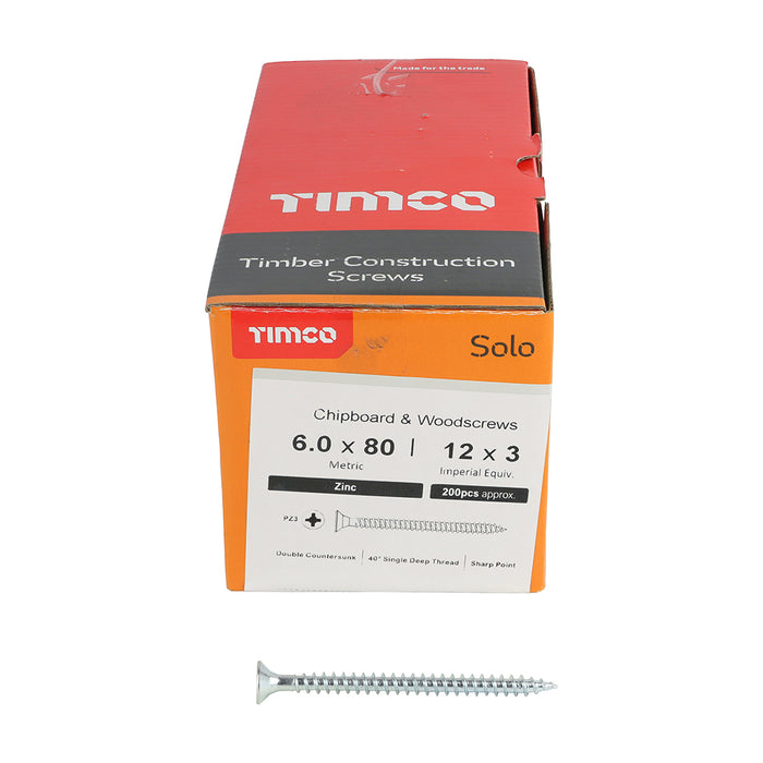 Solo Chipboard & Woodscrews - PZ - Double Countersunk - Zinc