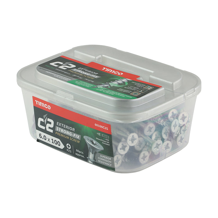 C2 Exterior Strong-Fix - PZ - Double Countersunk with Ribs - Twin-Cut - Silver