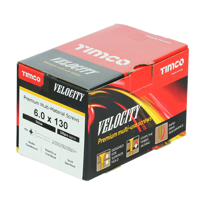 Velocity Premium Multi-Use Screws - PZ - Double Countersunk - Yellow