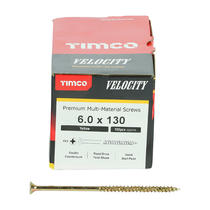 Velocity Premium Multi-Use Screws - PZ - Double Countersunk - Yellow