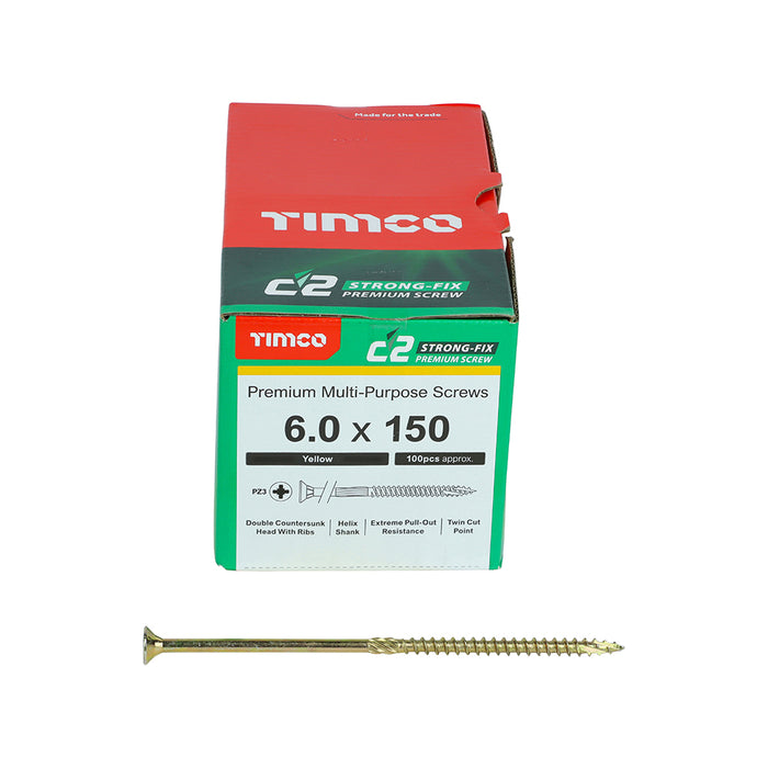 C2 Strong-Fix - PZ - Double Countersunk - Twin-Cut - Yellow
