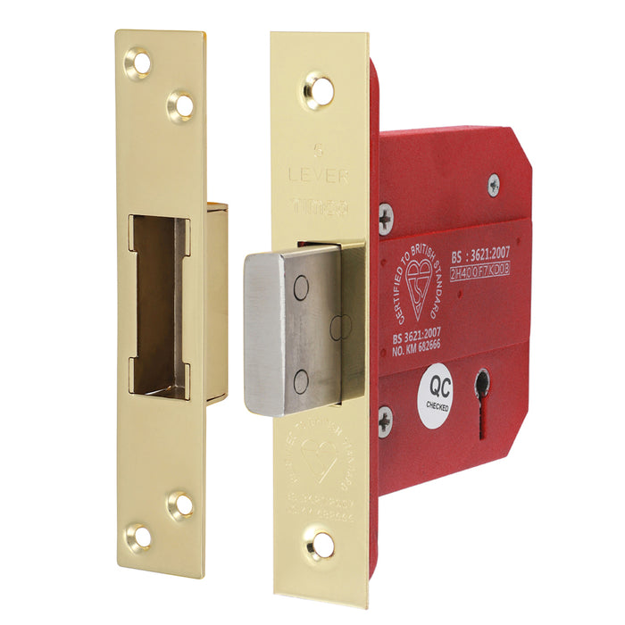 5 Lever British Standard Deadlock - Electro Brass