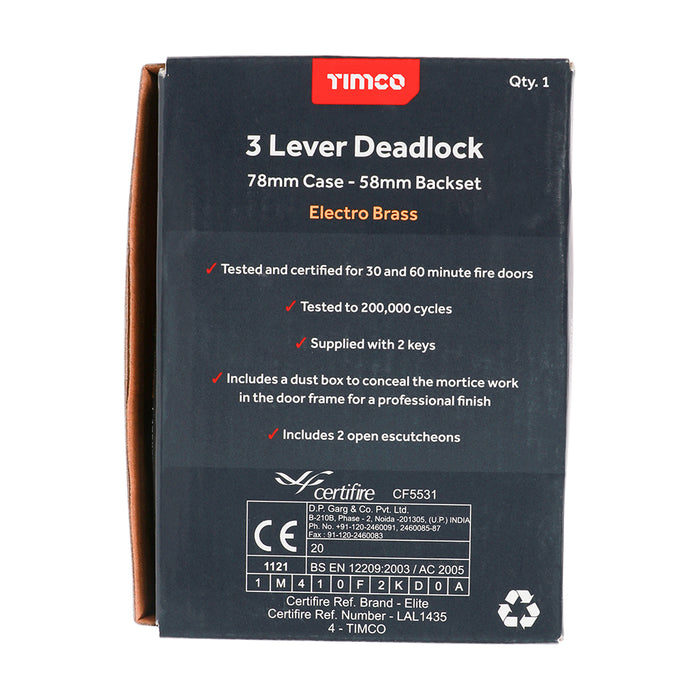 3 Lever Deadlock - Electro Brass