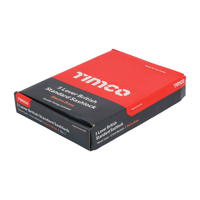 5 Lever British Standard Sashlock - Electro Brass