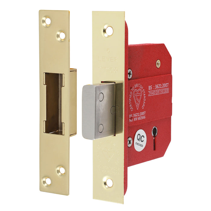 5 Lever British Standard CE Deadlock - Electro Brass