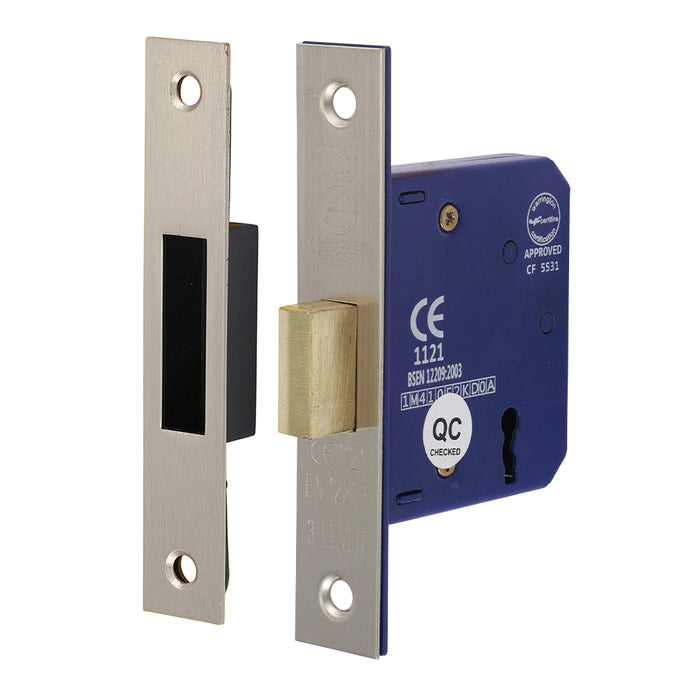 3 Lever Deadlock - Satin Nickel