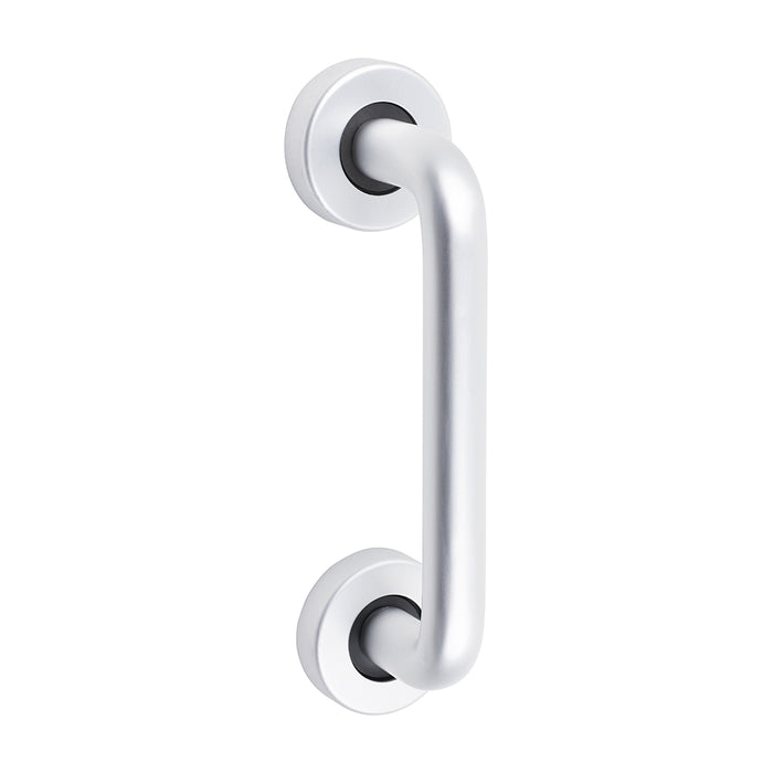 D Shaped Pull Handle On Rose - Satin Anodised Aluminium