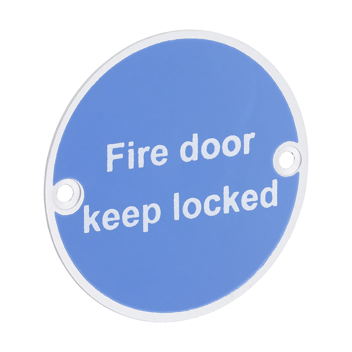 Fire Door Keep Locked Sign - Satin Anodised Aluminium